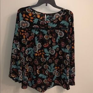 Black floral blouse